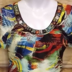 SIONI Beaded stones multicolored Blouse